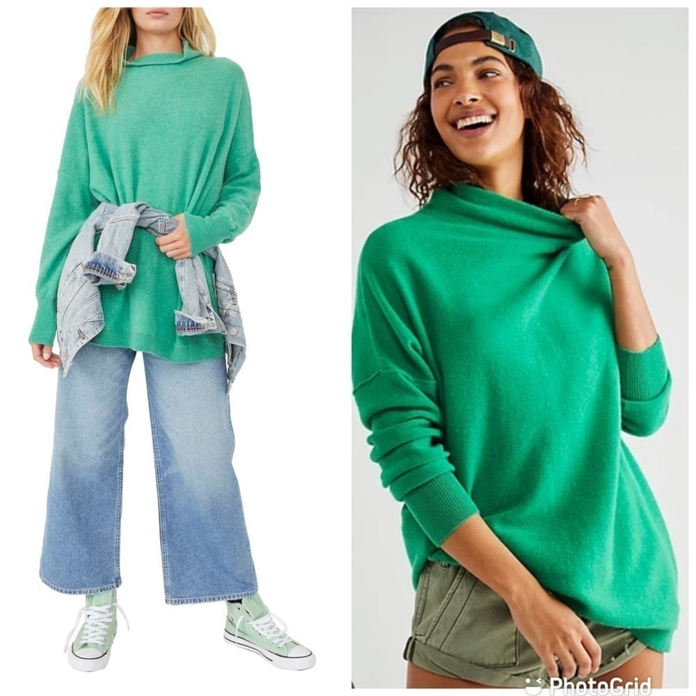 Free People Ottoman Cashmere Tunic Sweater in Emerald Sea New with Tags!
